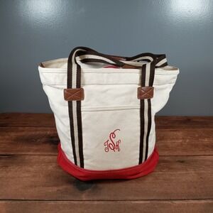 Heritage Supply Co. Canvas Tote Bag Monogrammed‎ Initial Tote Red Bottom